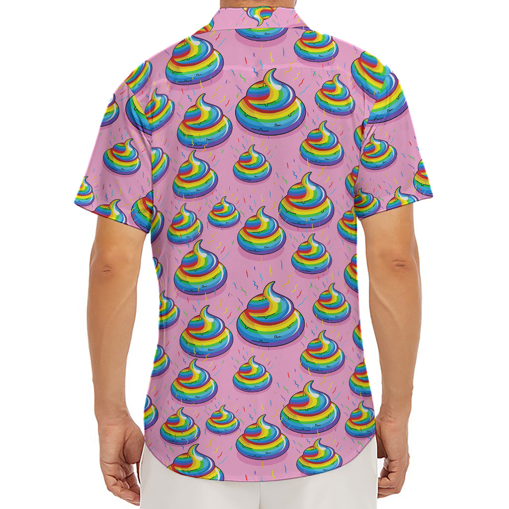 Rainbow Poop Pattern Print Men's Deep V-Neck Shirt