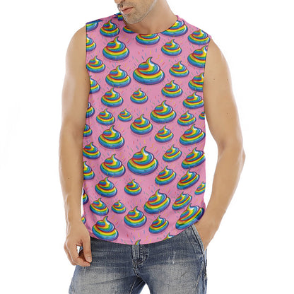 Rainbow Poop Pattern Print Men's Fitness Tank Top