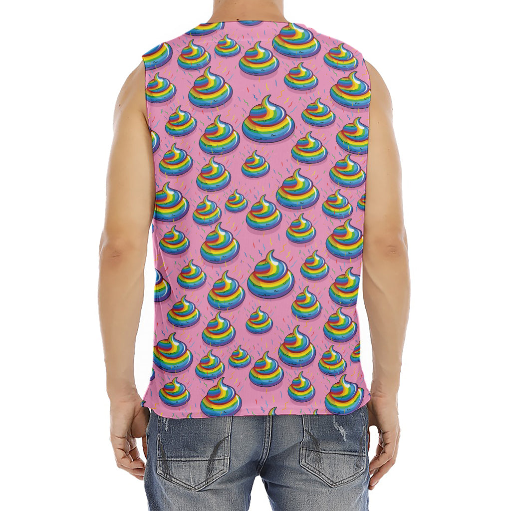 Rainbow Poop Pattern Print Men's Fitness Tank Top