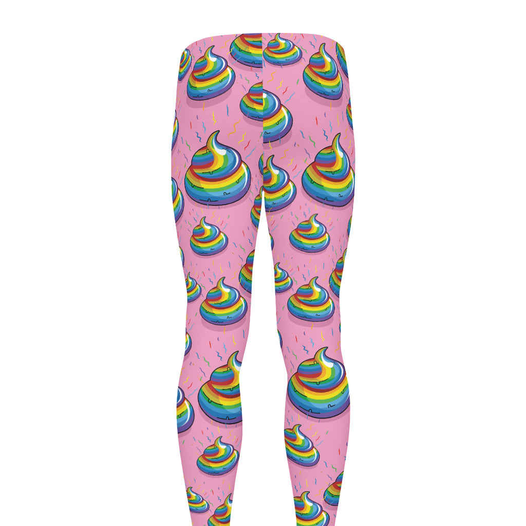Rainbow Poop Pattern Print Men's leggings