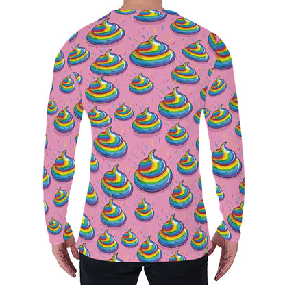 Rainbow Poop Pattern Print Men's Long Sleeve T-Shirt