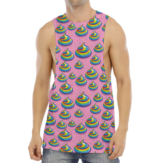 Rainbow Poop Pattern Print Men's Muscle Tank Top