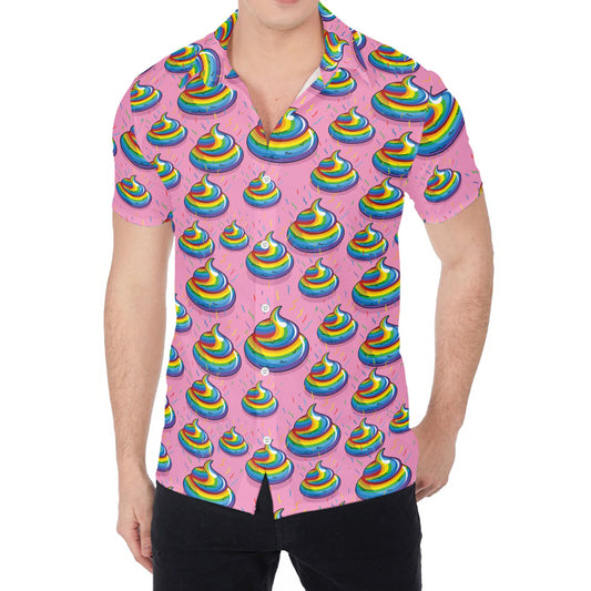 Rainbow Poop Pattern Print Men's Shirt