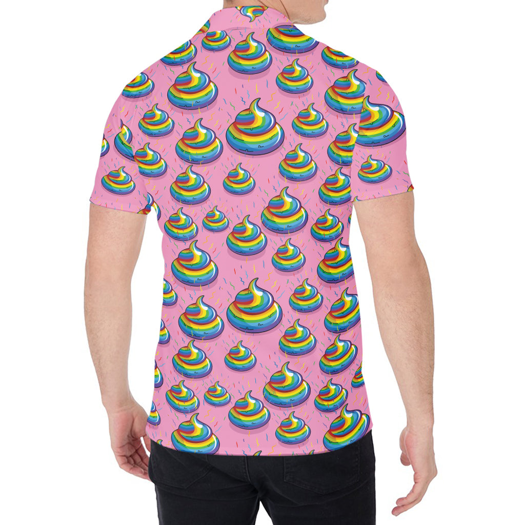 Rainbow Poop Pattern Print Men's Shirt