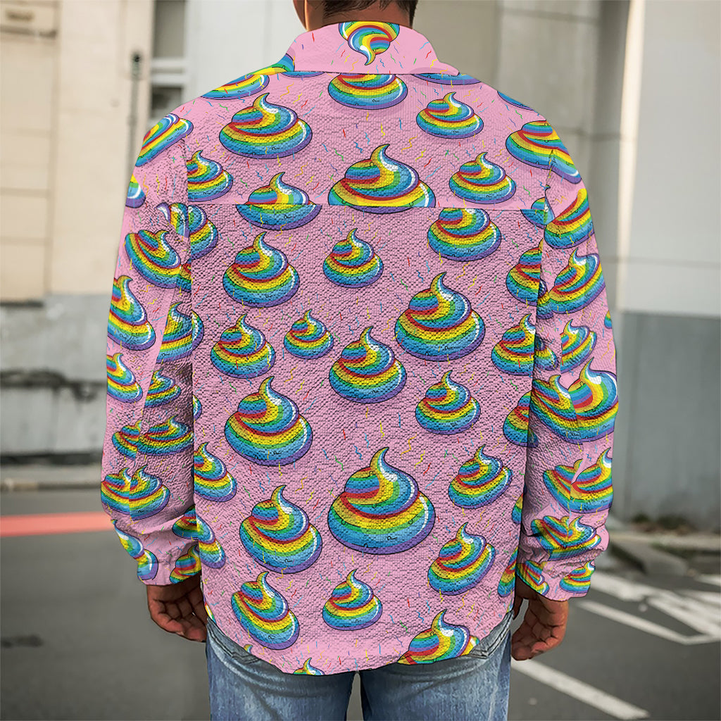 Rainbow Poop Pattern Print Men's Shirt Jacket