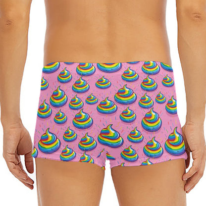 Rainbow Poop Pattern Print Men's Short Boxer Briefs