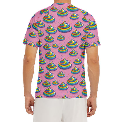 Rainbow Poop Pattern Print Men's Short Sleeve Rash Guard