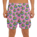 Rainbow Poop Pattern Print Men's Split Running Shorts