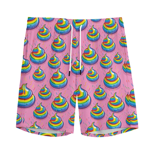 Rainbow Poop Pattern Print Men's Sports Shorts