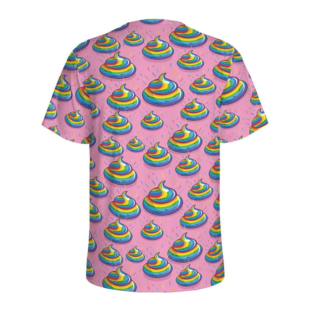 Rainbow Poop Pattern Print Men's Sports T-Shirt