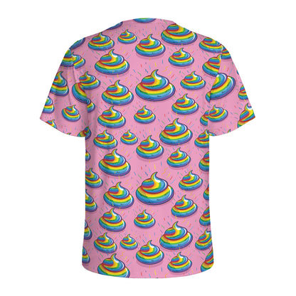 Rainbow Poop Pattern Print Men's Sports T-Shirt