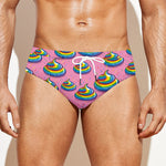 Rainbow Poop Pattern Print Men's Swim Briefs