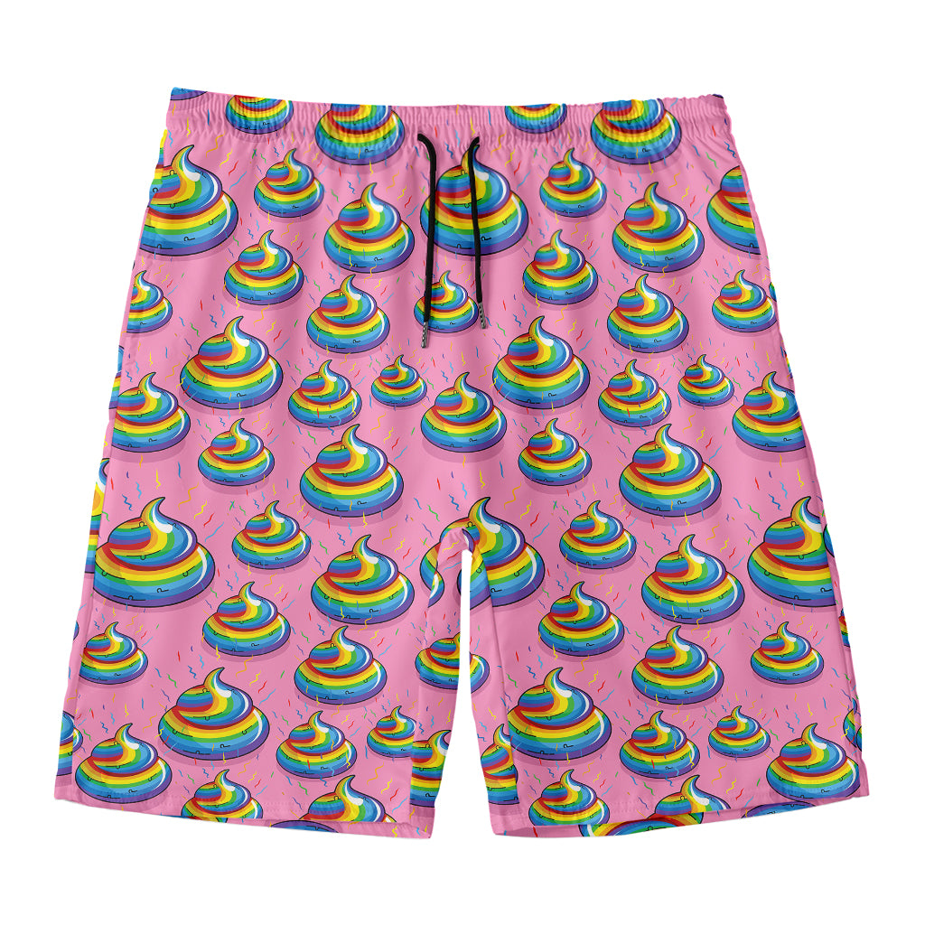 Rainbow Poop Pattern Print Men's Swim Trunks