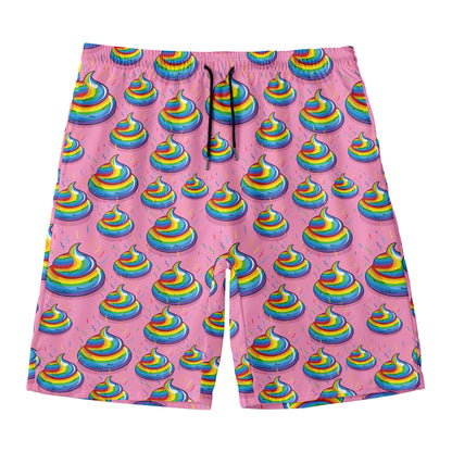 Rainbow Poop Pattern Print Men's Swim Trunks