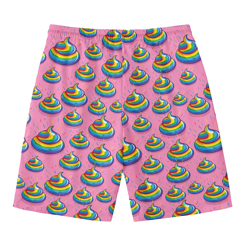 Rainbow Poop Pattern Print Men's Swim Trunks