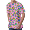 Rainbow Poop Pattern Print Men's Velvet T-Shirt