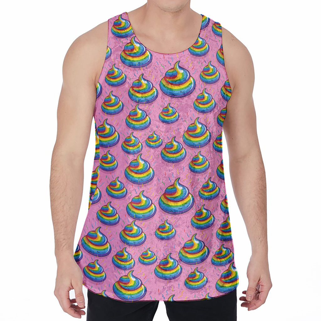 Rainbow Poop Pattern Print Men's Velvet Tank Top