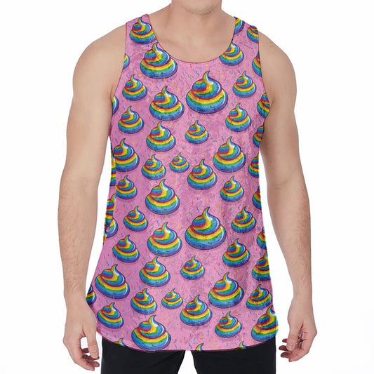 Rainbow Poop Pattern Print Men's Velvet Tank Top