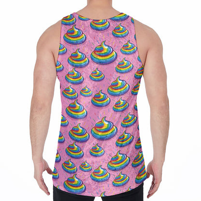 Rainbow Poop Pattern Print Men's Velvet Tank Top