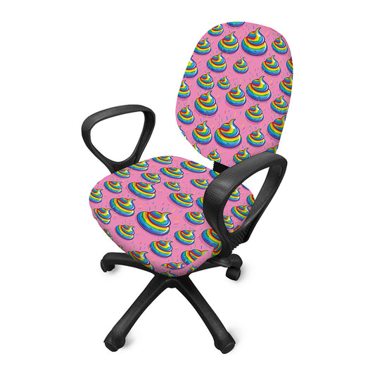 Rainbow Poop Pattern Print Office Chair Cover