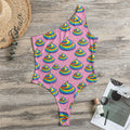Rainbow Poop Pattern Print One Shoulder Bodysuit