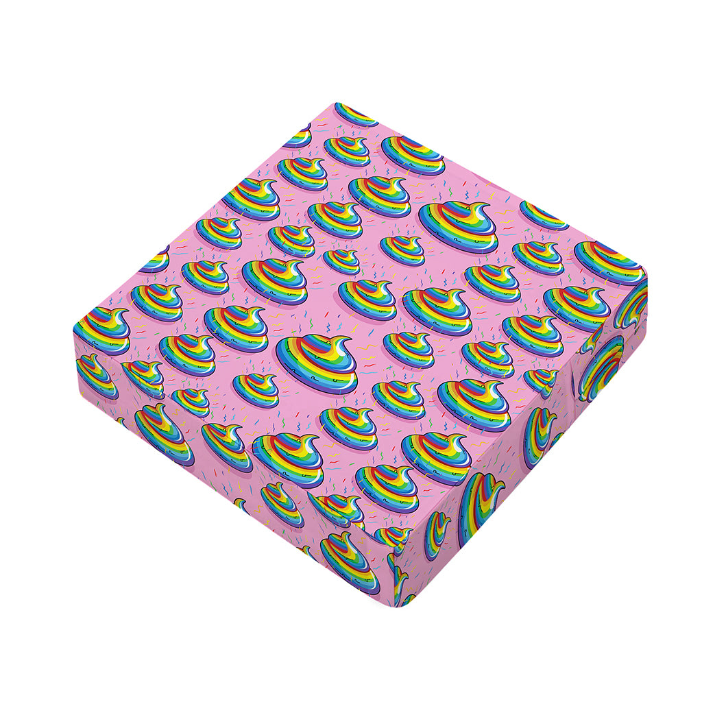 Rainbow Poop Pattern Print Outdoor Seat Cushion Cover