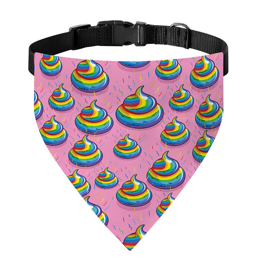 Rainbow Poop Pattern Print Over The Collar Dog Bandana