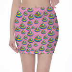 Rainbow Poop Pattern Print Pencil Mini Skirt