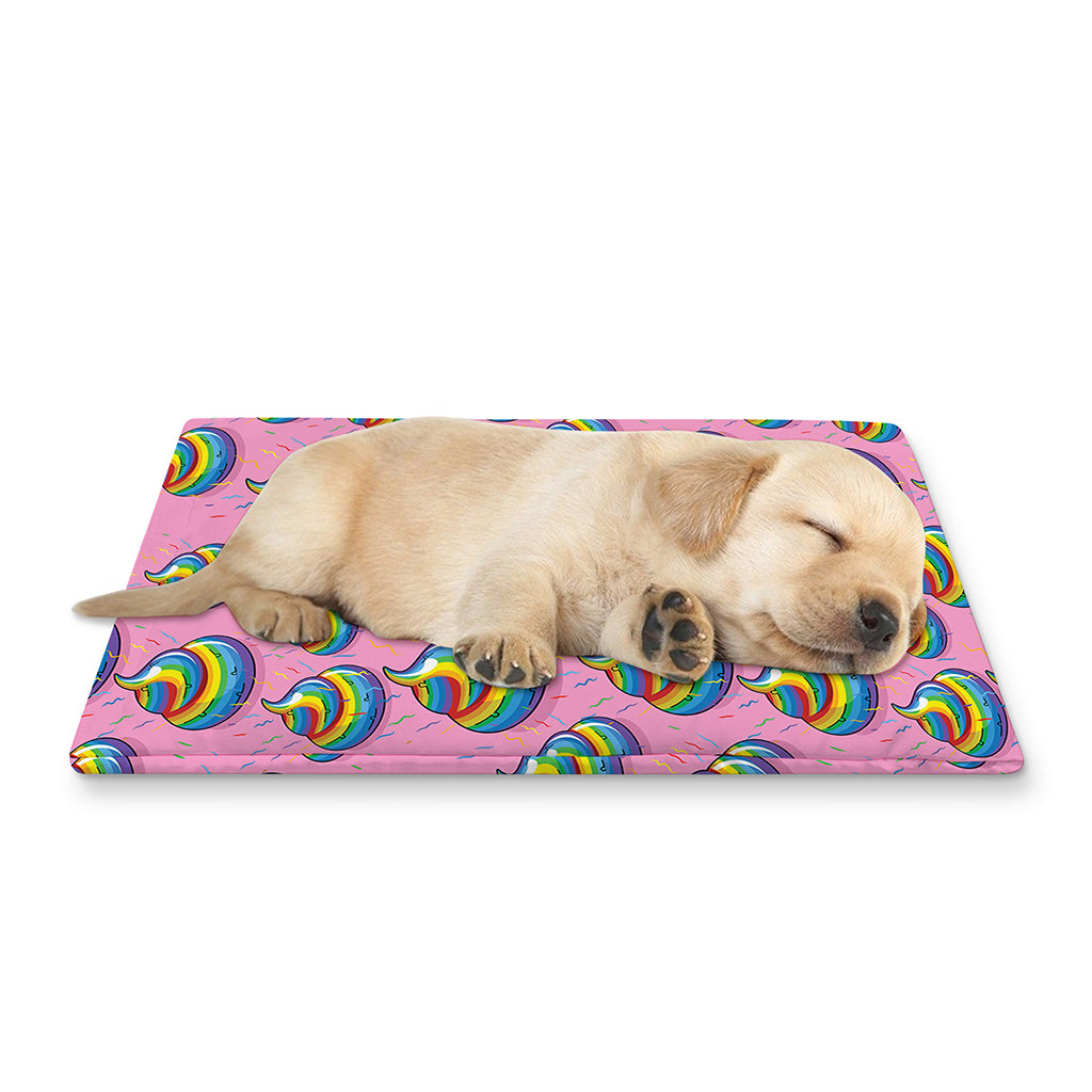 Rainbow Poop Pattern Print Pet Cooling Mat Cover