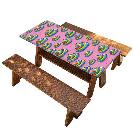 Rainbow Poop Pattern Print Picnic Table Cover