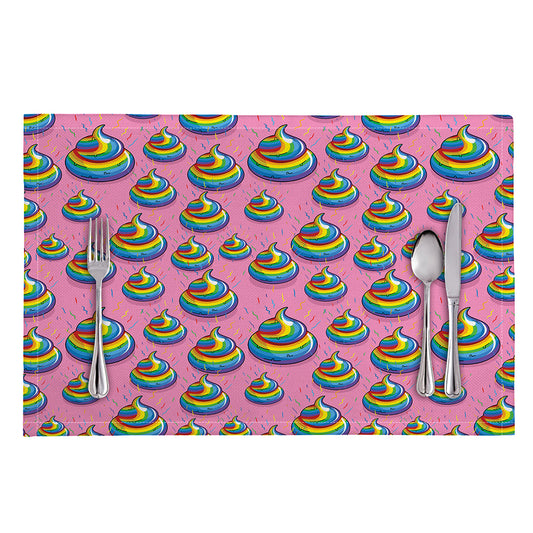 Rainbow Poop Pattern Print Placemat