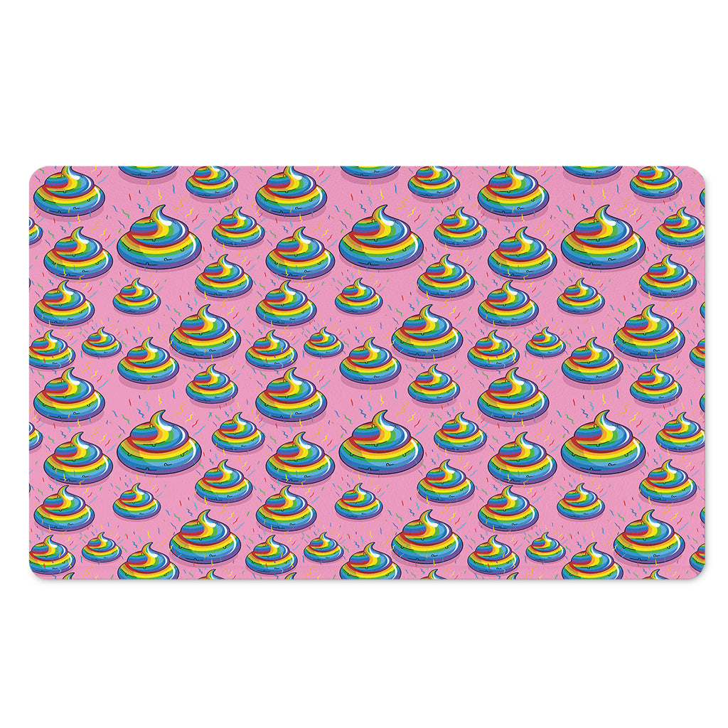 Rainbow Poop Pattern Print Polyester Doormat