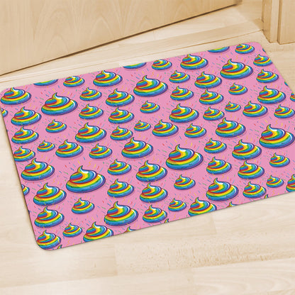 Rainbow Poop Pattern Print Polyester Doormat