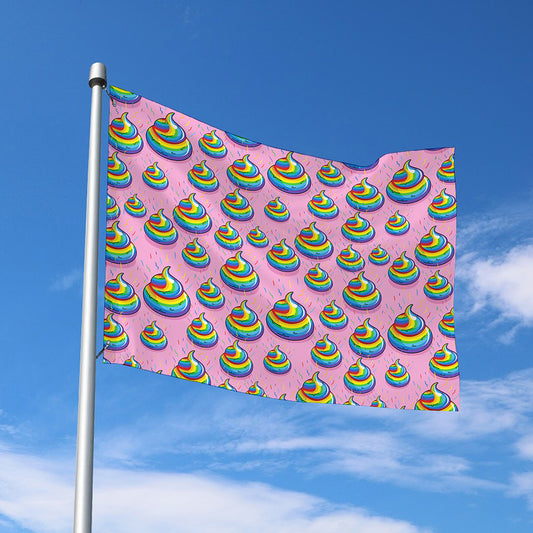 Rainbow Poop Pattern Print Polyester Flag