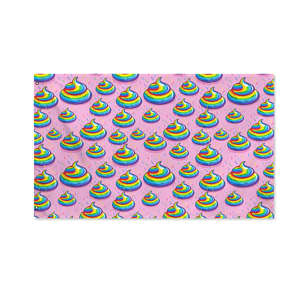 Rainbow Poop Pattern Print Polyester Flag