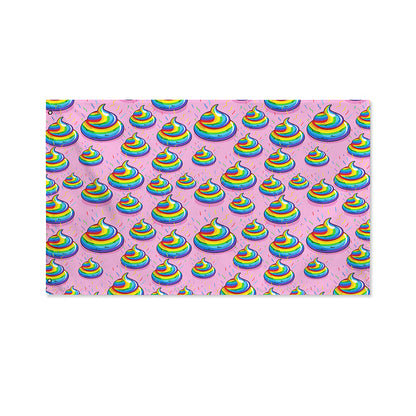 Rainbow Poop Pattern Print Polyester Flag