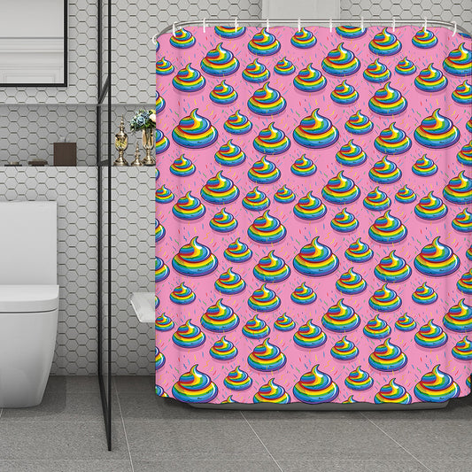 Rainbow Poop Pattern Print Polyester Shower Curtain