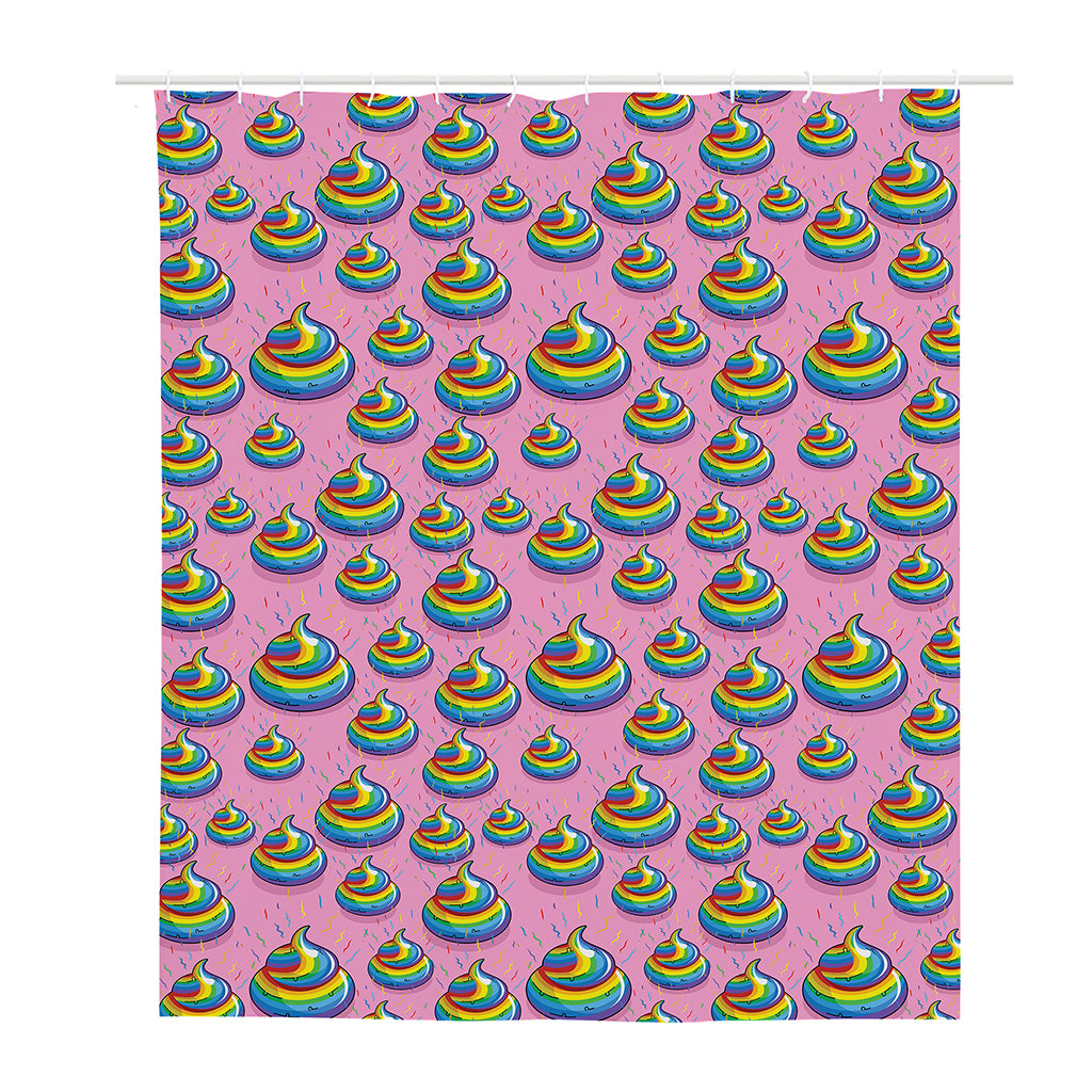 Rainbow Poop Pattern Print Polyester Shower Curtain