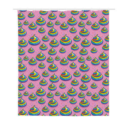 Rainbow Poop Pattern Print Polyester Shower Curtain