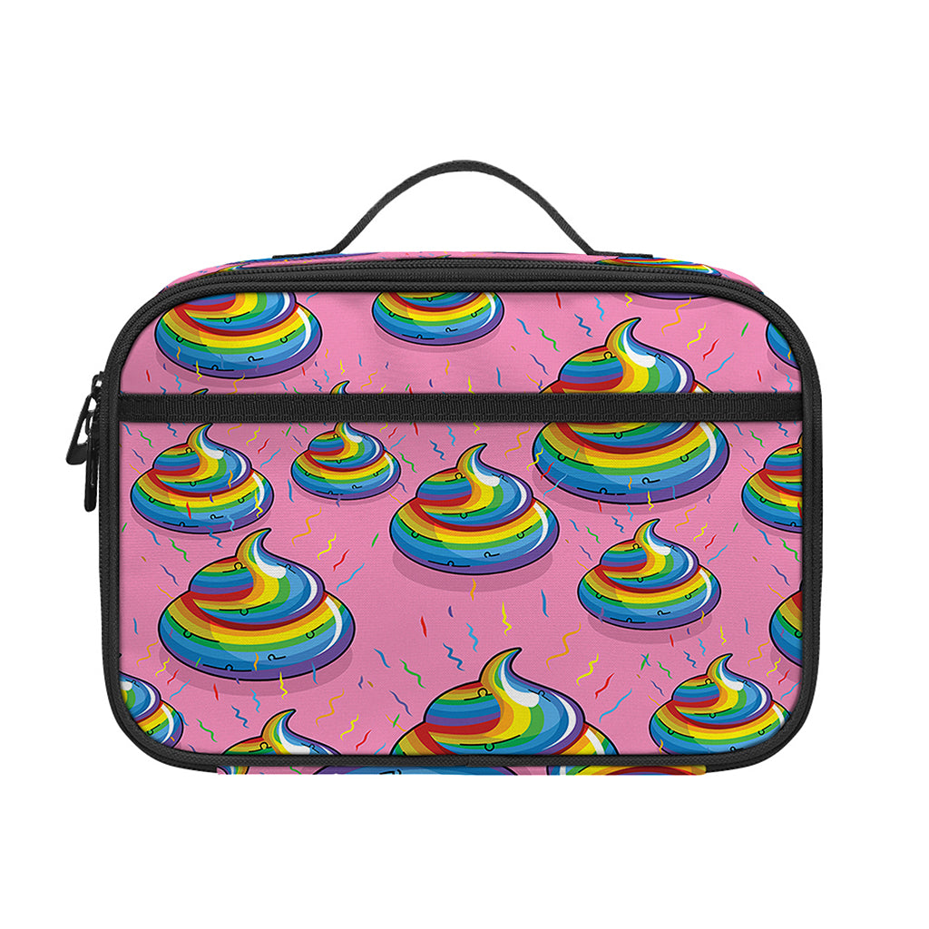 Rainbow Poop Pattern Print Portable Lunch Bag