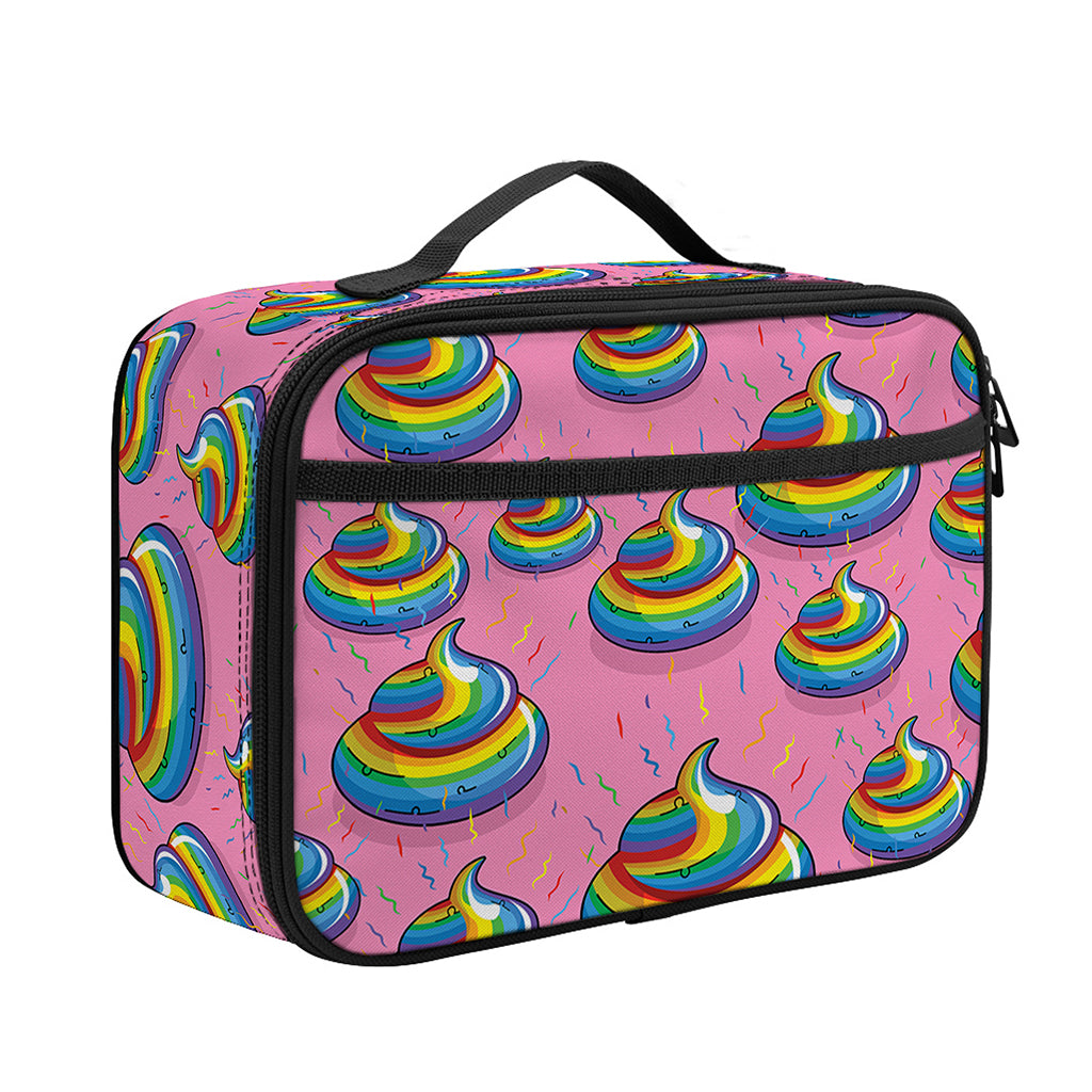 Rainbow Poop Pattern Print Portable Lunch Bag