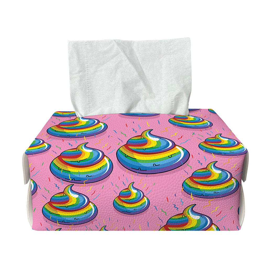 Rainbow Poop Pattern Print Rectangle Tissue Box Cover
