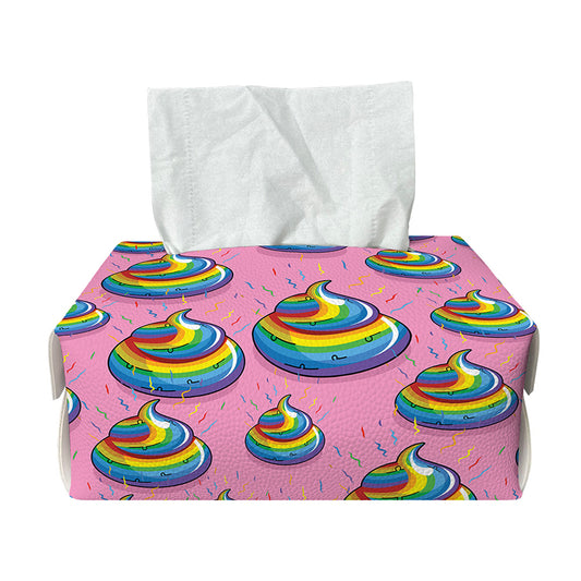 Rainbow Poop Pattern Print Rectangle Tissue Box Cover