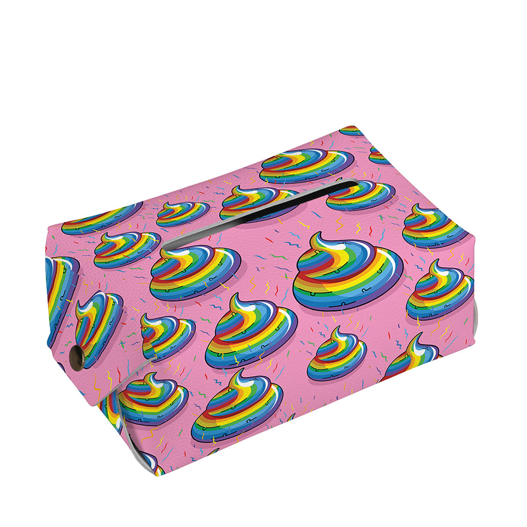 Rainbow Poop Pattern Print Rectangle Tissue Box Cover