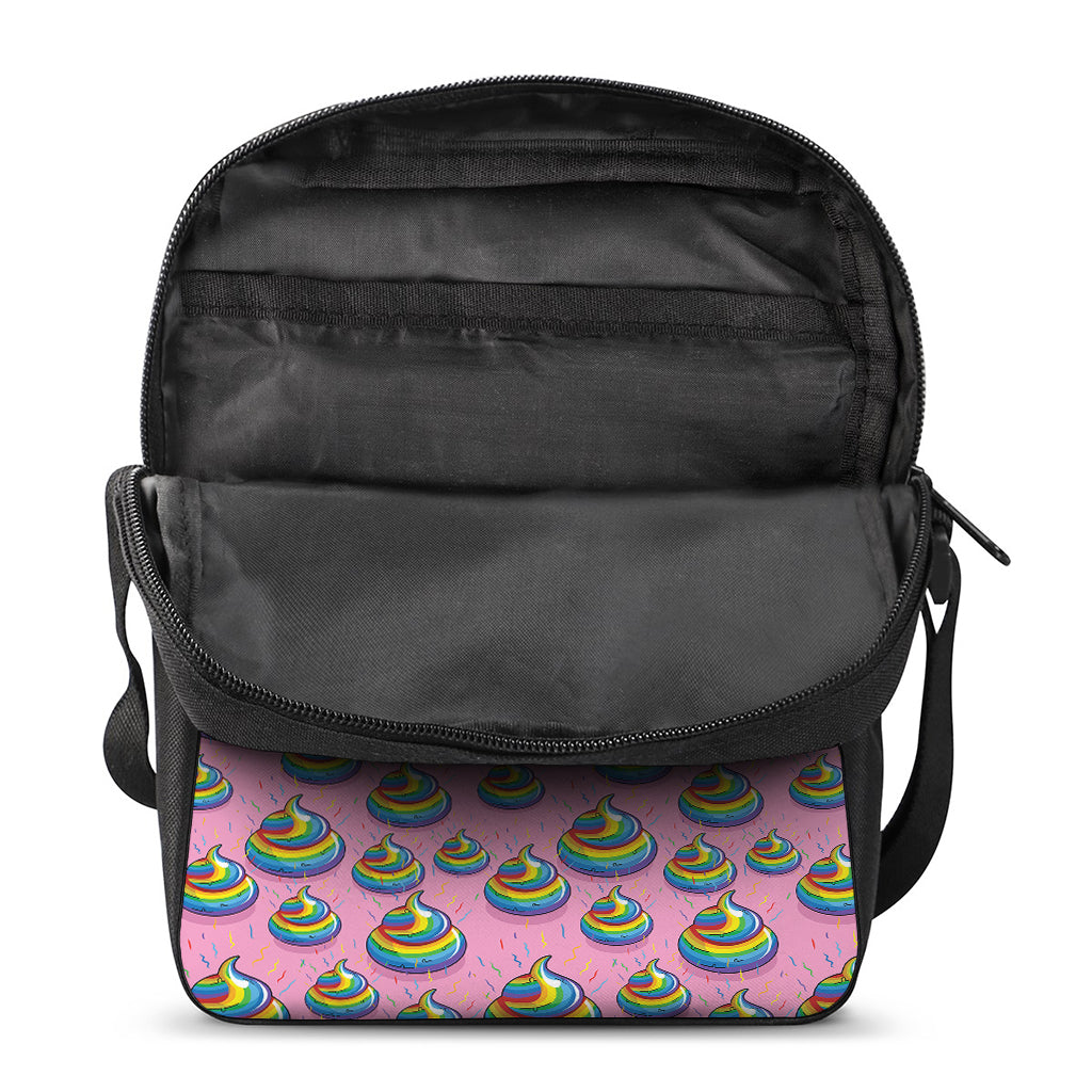 Rainbow Poop Pattern Print Rectangular Crossbody Bag
