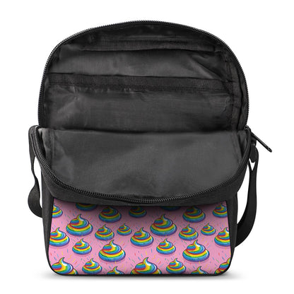 Rainbow Poop Pattern Print Rectangular Crossbody Bag