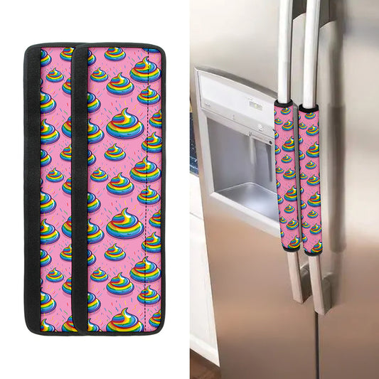 Rainbow Poop Pattern Print Refrigerator Handle Covers
