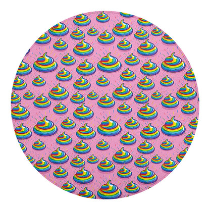Rainbow Poop Pattern Print Round Blanket