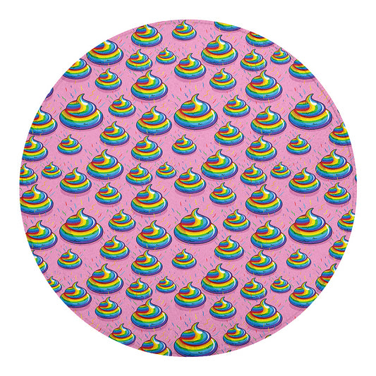 Rainbow Poop Pattern Print Round Blanket