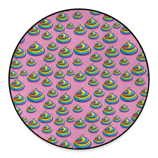 Rainbow Poop Pattern Print Round Floor Mat